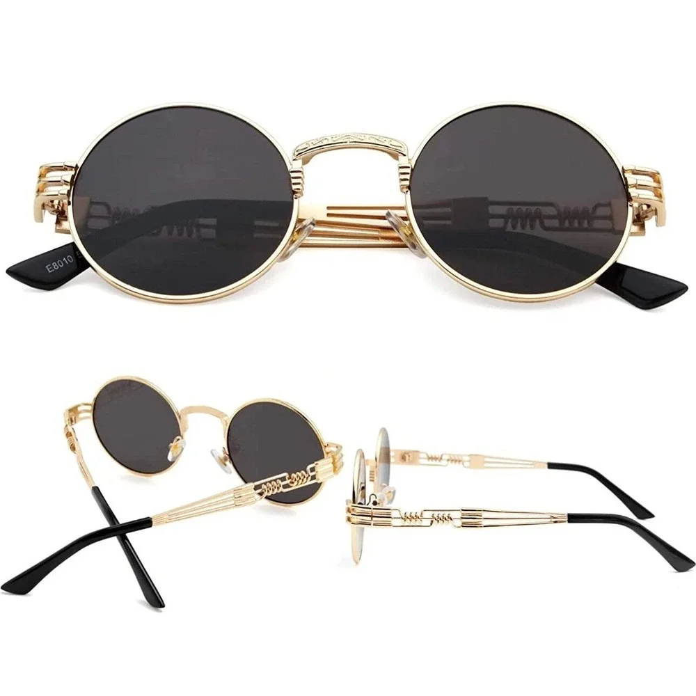 Round Steampunk Sunglasses Gold Frame‎ Designer Fashion Sun Glasses Festival Men